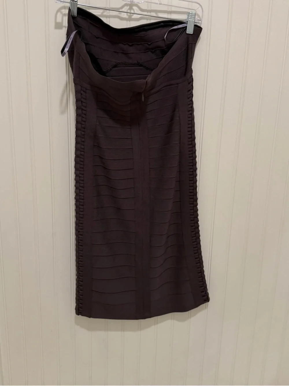 Herve Leger Strapless Bandage Knee Length Dress in Charcoal Gray M - Picture 3 of 6